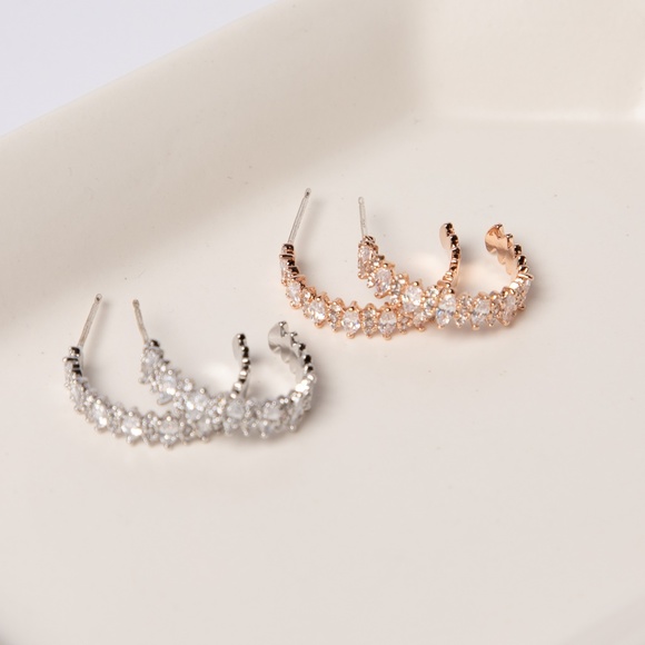 Cubic zirconia crystal hoops - Picture 2 of 8